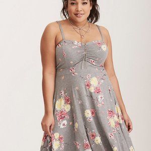 Torrid Grey Floral Strapless Dress